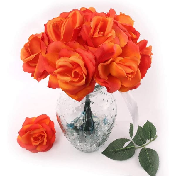 Larksilk 8 in. Artificial Orange Silk Rose Flower Picks (50 Pack)  AMZ0502OR-1BX - The Home Depot