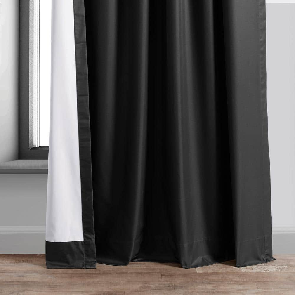 Deep Black Velvet Polyester Blackout Drape Panel