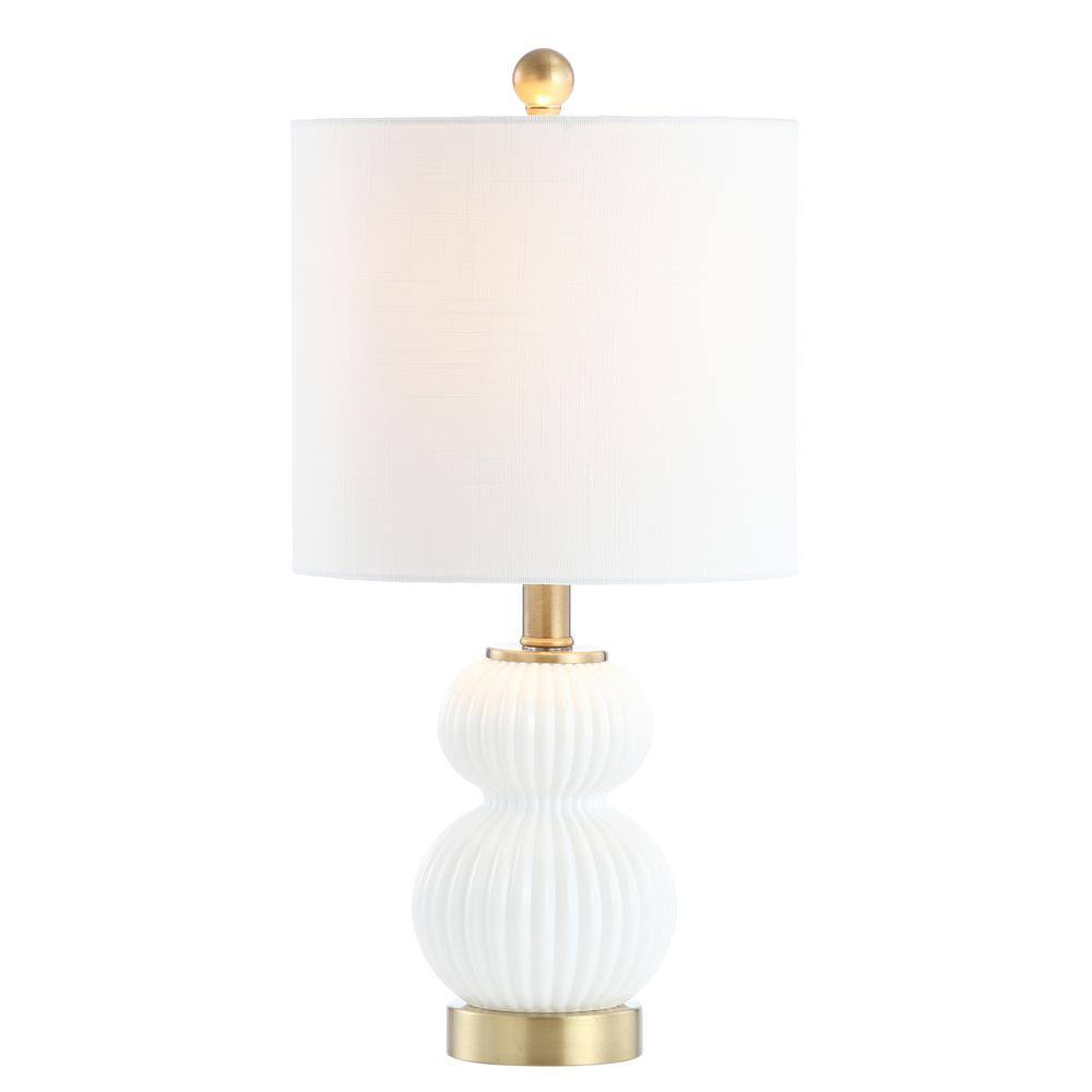 Daphne 20" White and Brass Ribbed Metal Table Lamp