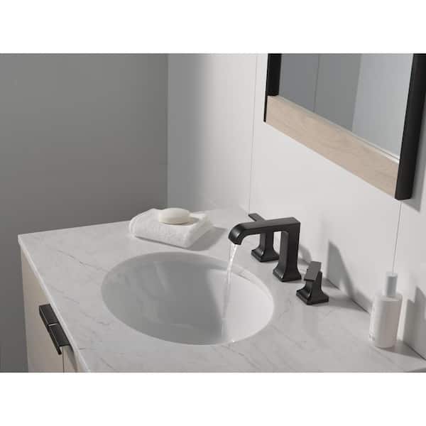 Velum 8 in. Widespread Double Handle Bathroom Faucet with Drain Kit Included in Matte Black