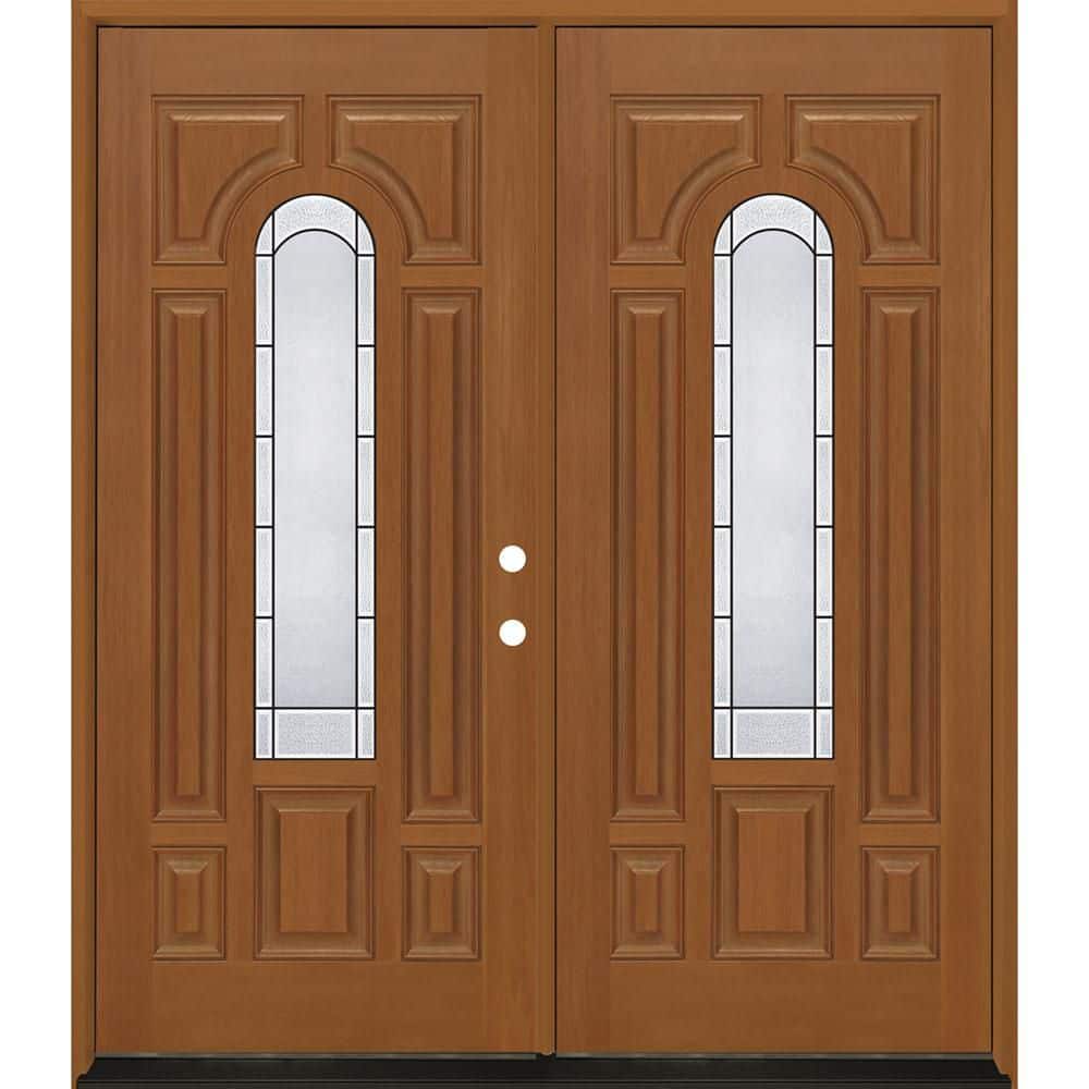 Regency 72 in. x 80 in. Center Lite Empire Deco Glass LHIS Atmn Wheat Fiberglass Double Prehung Frontdoor w/ 6-9/16 Jamb price history on PriceWatchPro