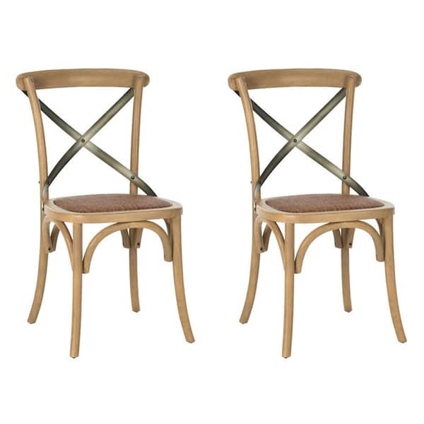 SAFAVIEH Eleanor Weathered Oak X Back Side Chair (Set of 2)