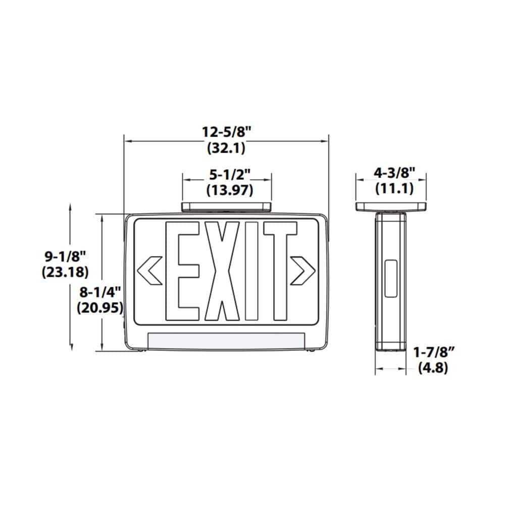 White and Red LED Ceiling Mount Exit Sign