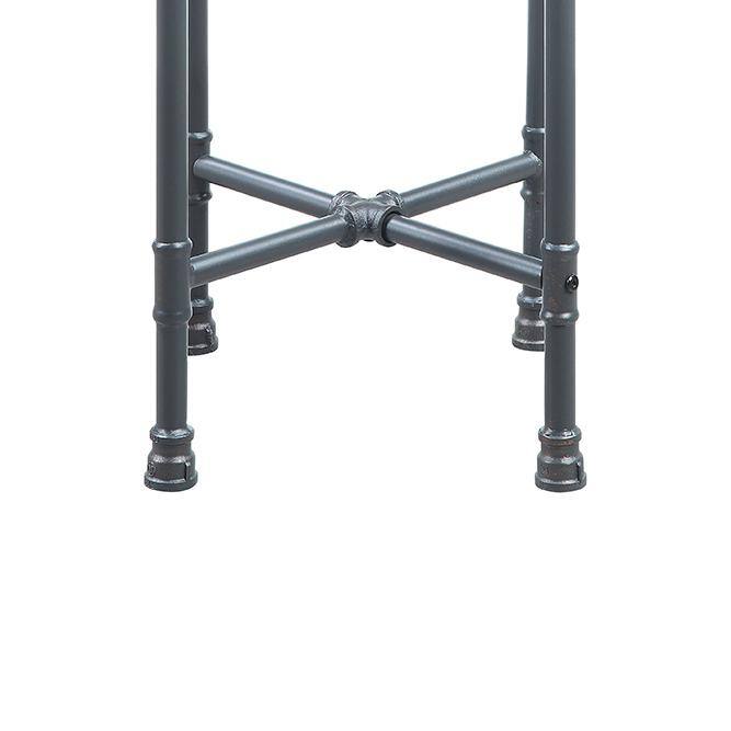 Brantley 22" Industrial Round End Table with Glass Top and Wooden Shelf