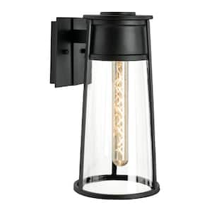 Large Cone 1-Light Matte Black Outdoor Wall Sconce