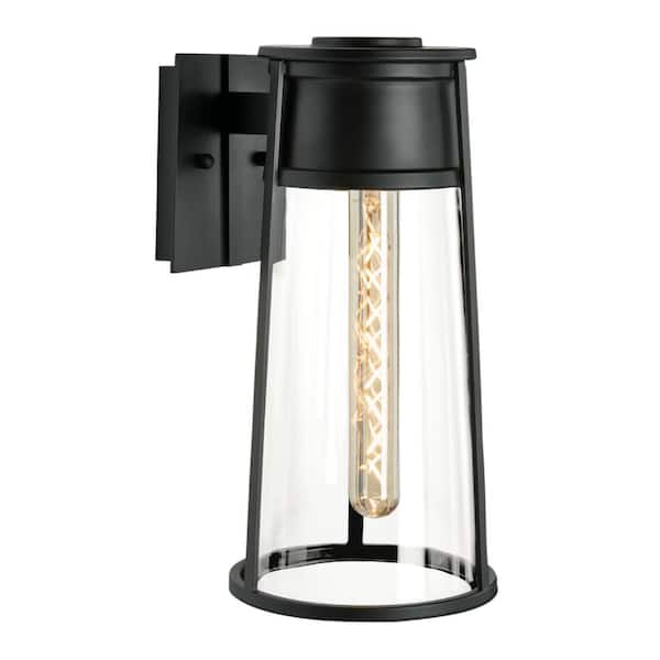 NORWELL Large Cone 1-Light Matte Black Outdoor Wall Sconce