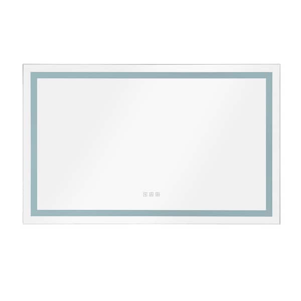 Unbranded Kerstien 56 in. W x 31 in. H Large Rectangular Frameless Anti-Fog Wall Bathroom Vanity Mirror in Silver