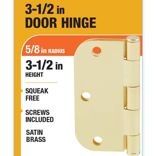 Everbilt 3-1/2 in. x 5/8 in. Radius Satin Brass Squeak-Free Door