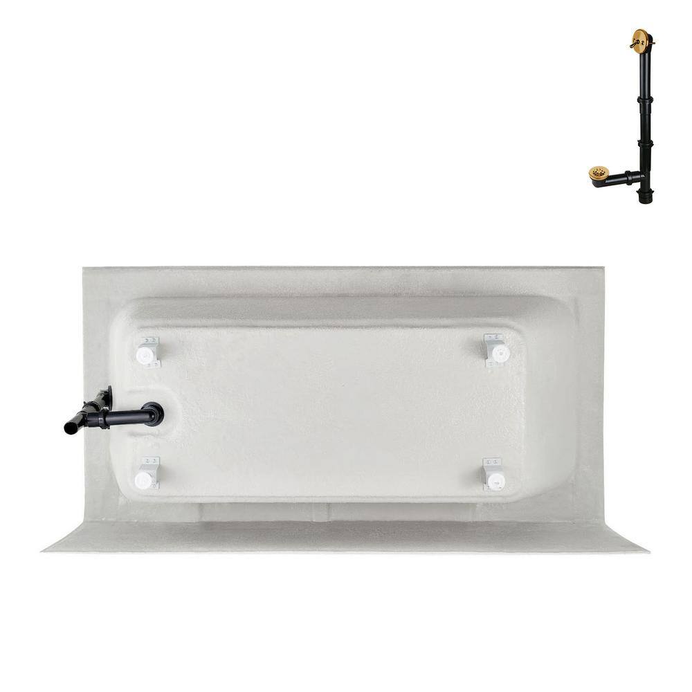 Glossy White Acrylic Alcove Bathtub with Brushed Gold Hardware