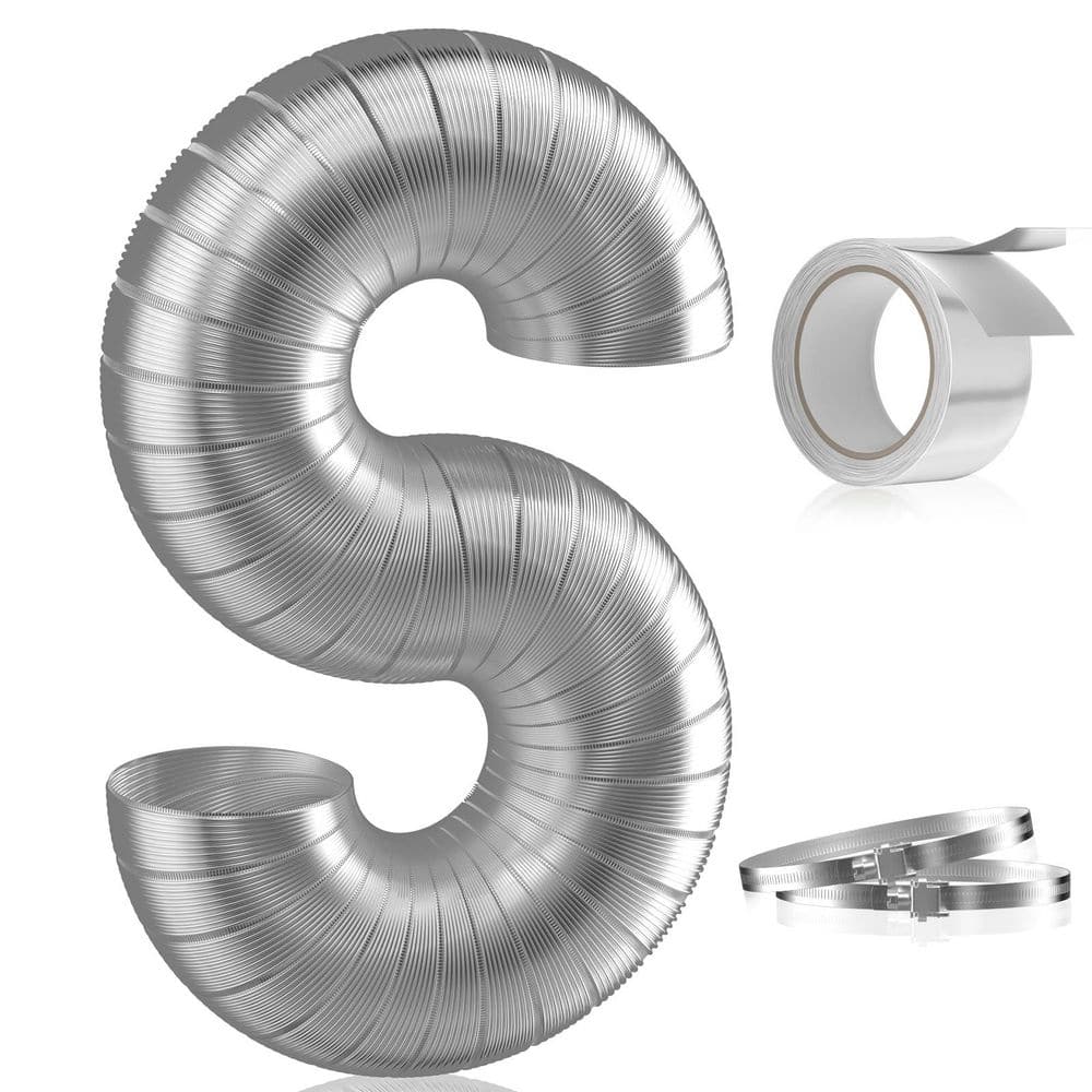 4-inch Semi Rigid Dryer Vent Hose, 8 Feet Flexible Aluminum Duct with 2 Clamps, and Aluminum Foil Tape price history on PriceWatchPro