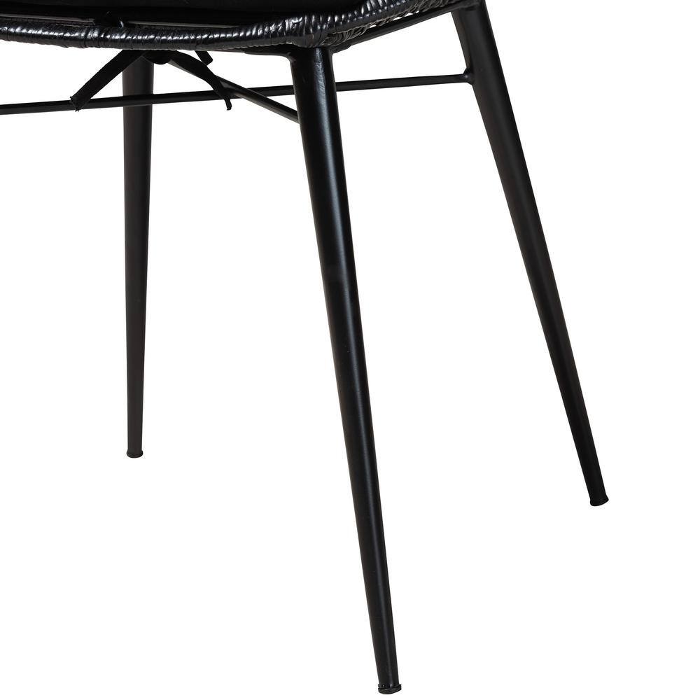 Bohemian Black Rattan & Metal Low-Back Side Chair Set