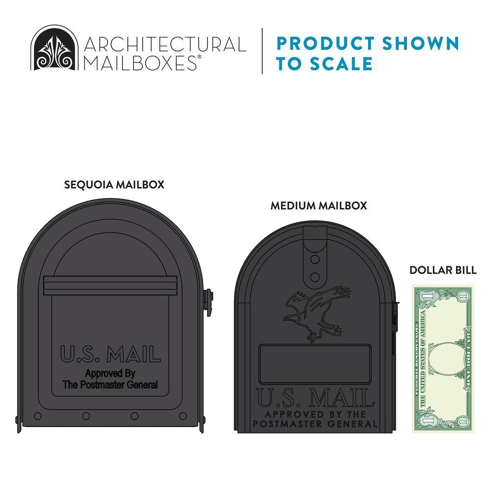 Sequoia Large Pewter Steel Post Mount Mailbox