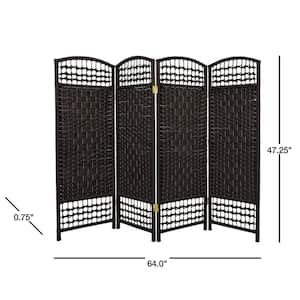4 ft. Short Fiber Weave Folding Screen - Black - 4 Panels