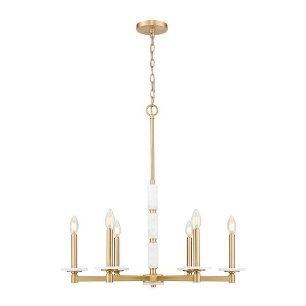 Filament Design - Kaden 6 Light Modern Gold Chandelier for Indoor Use with No Bulbs Included