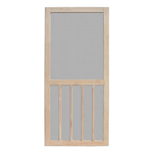 Unique Home Designs 30 in. x 80 in. Aspen Unfinished Pine Outswing Wood Hinged Screen Door
