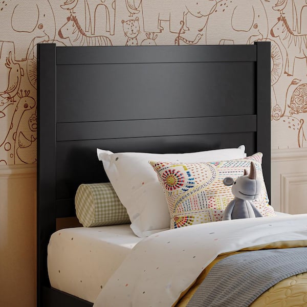 Aveline Black Twin Wood Panel Headboard