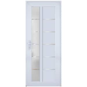 8088 30 in. W. x 80 in. Right-hand/Inswing Frosted Glass White Silk Metal-Plastic Steel Prehung Front Door with Hardware