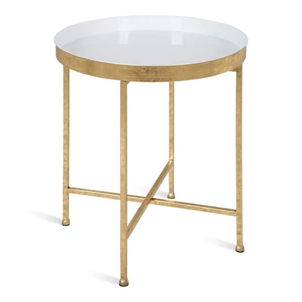 Kate and Laurel Celia 18.25 in. White Round Metal End Table