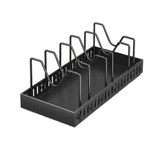 2-Pack Black Carbon Steel Standing Pull Out Pot Rack Under Cabinet with 8 Dividers, Slide Out Inside Cabinet Storage
