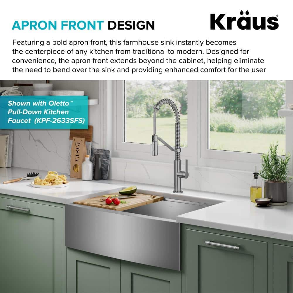 Kore 30-Inch Stainless Steel Farmhouse Workstation Sink with Accessories
