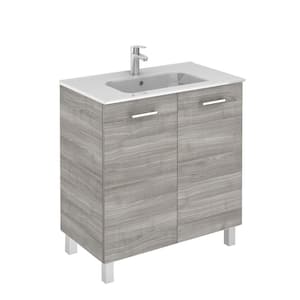 Logic 31.5 in. W x 18.0 in. D x 33.0 in. H Bath Vanity in Sandy Grey with Vanity Top and Ceramic White Basin