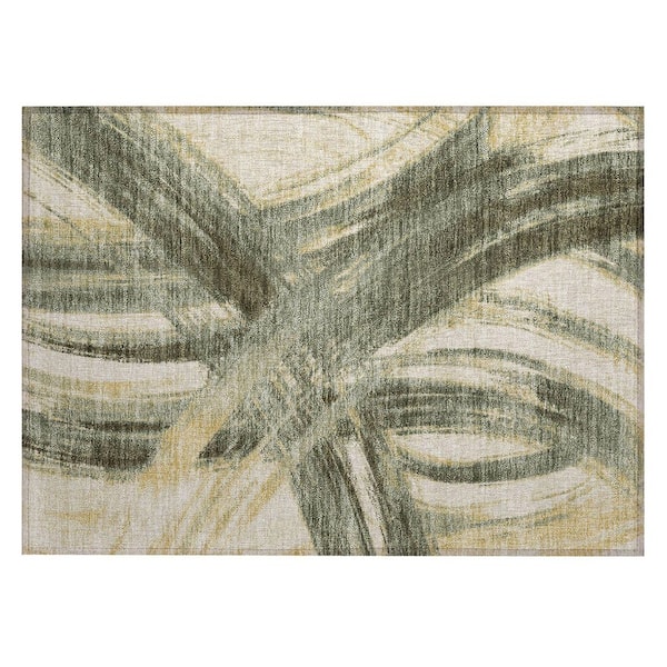 Chantille Machine Washable Indoor/Outdoor Abstract ACN2421 Olive 2 ft. x 3 ft. Accent Rug