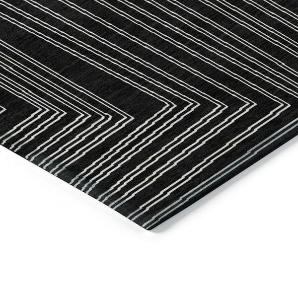 Chantille Machine Washable Indoor/Outdoor Abstract ACN1045 Black 8 ft. x 8 ft. Area Rug