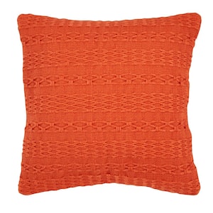 Island Essentials Orange Cotton Blend 20 in. x 20 in. Decorative Pillow
