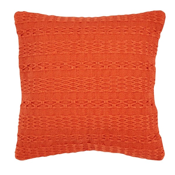Tommy Bahama Island Essentials Orange Cotton Blend 20 in. x 20 in. Decorative Pillow