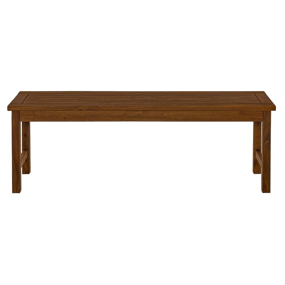 Solid Acacia Wood Traditional Patio Bench in Dark Brown