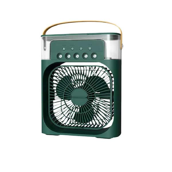 cadeninc 3-Speeds Portable USB Mini Air Conditioner Fan with 7 Color Lights 5 Jets