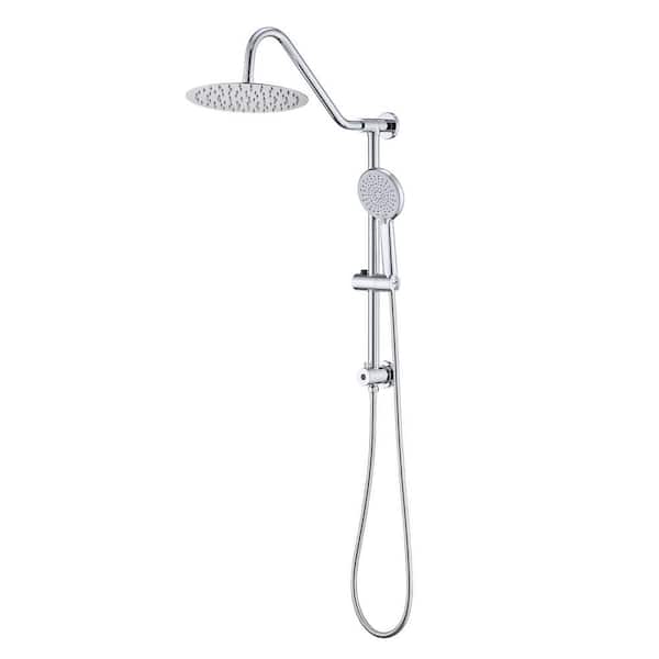 3-Spray Patterns Freestanding Round Dual Handheld Shower Head 1.8 GPM in Matte Black