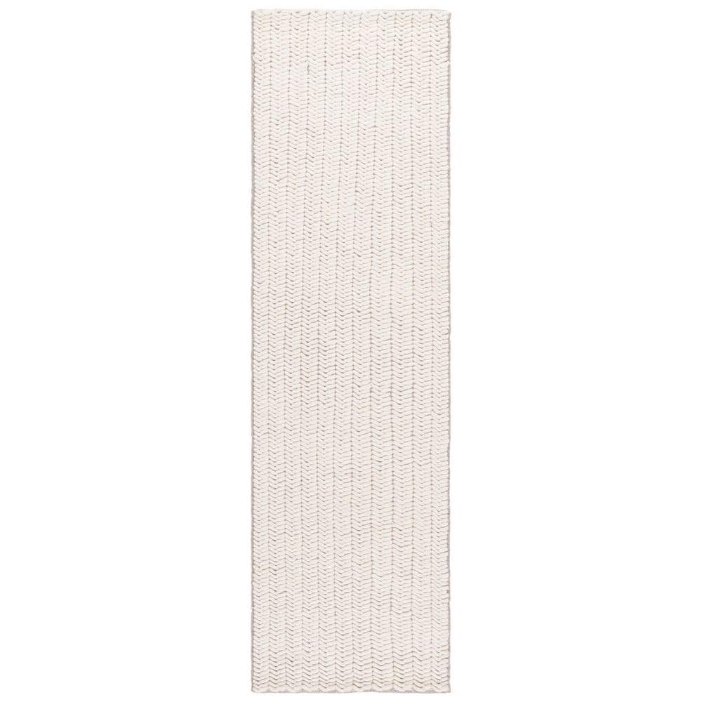 SAFAVIEH Natura 2 ft. x 8 ft. Ivory Solid Striped Modern Runner Rug ...