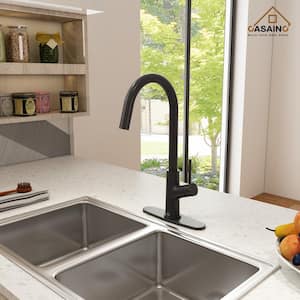 Single-Handle Pull Down Sprayer Kitchen Faucet with 3-Function Pull Out Sprayer Head, Stainless Steel in Matte Black