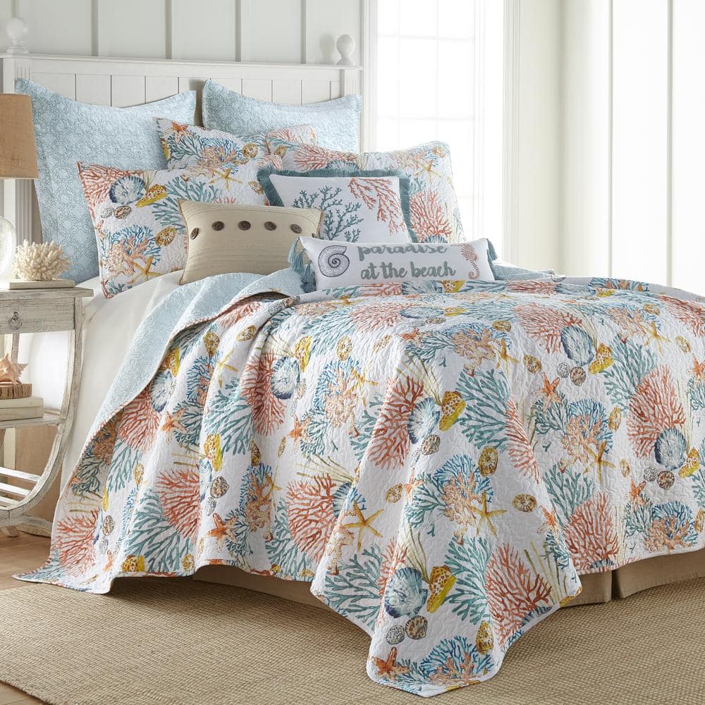 LEVTEX HOME Bay Islands 3-Piece Multicolored Cotton Full/Queen Quilt ...