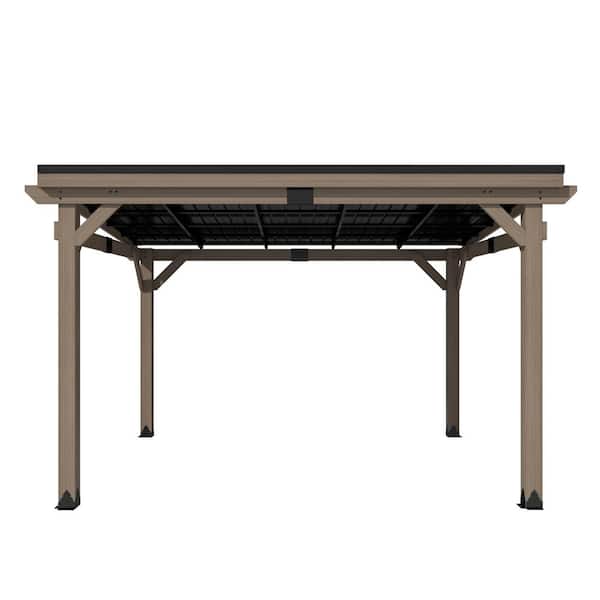 Cedarflow 10 ft. x 12 ft. Cedar Wood Frame Lean-To Gazebo with Galvanized Steel Hardtop Sloped Roof