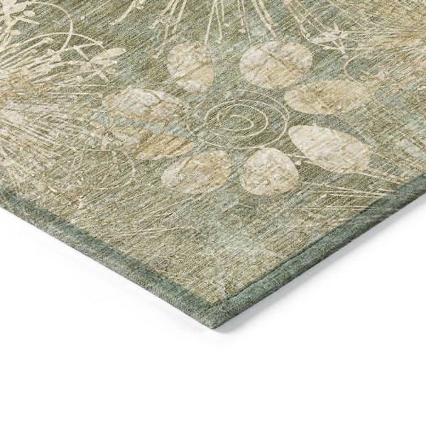 Chantille Machine Washable Indoor/Outdoor Abstract ACN2225 Sage 1 ft. 8 in. x 2 ft. 6 in. Accent Rug