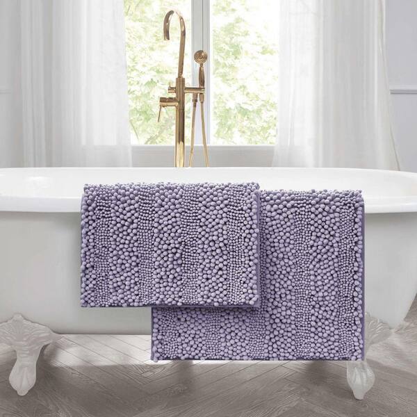 Laura Ashley Non-Slip Astor Chenille Purple 20 in. x 34 in