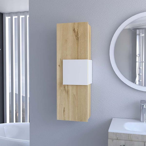 12.56 in. W x 38.46 in. H Oak Brown Surface Mount Medicine Cabinet without Mirror