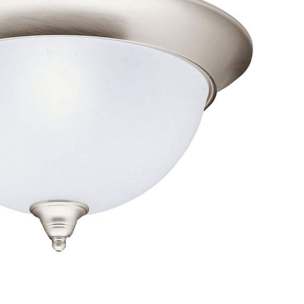 Transitional 15'' Brushed Nickel 3-Light Flush Mount with Etched Glass
