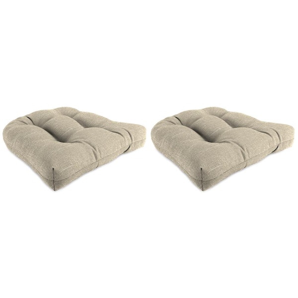 19 in. L x 19 in. W x 4 in. T Tufted Outdoor Wicker Seat Cushion in Tory Bisque (2-Pack)