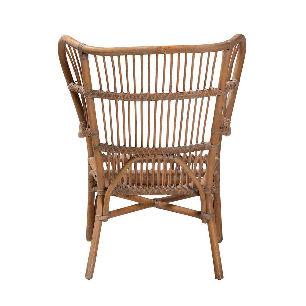 Lamaria Natural Handcrafted Leather and Rattan Armchair