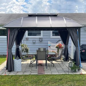 10 ft. x 12 ft. Outdoor Aluminum Frame Patio Gazebo Canopy Tent Shelter with Galvanized Steel Double Hardtop Pavilion