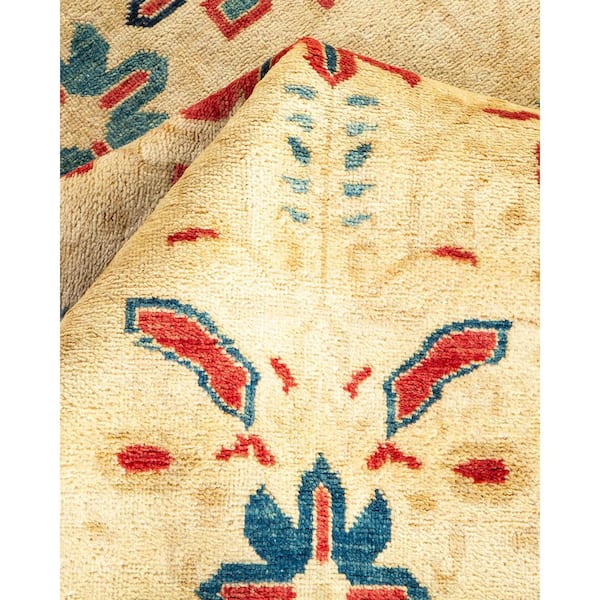 Mogul Ivory 6 x 13 Oriental Wool Indoor Runner Rug