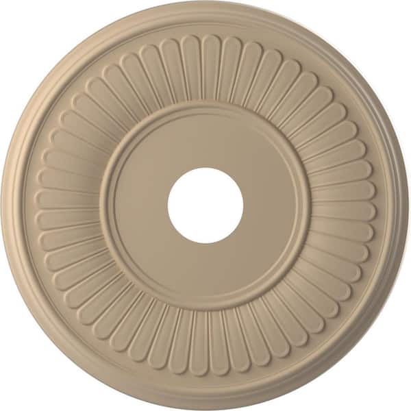 Ekena Millwork 19 in. O.D. x 3-1/2 in. I.D. x 1 in. P Berkshire Thermoformed PVC Ceiling Medallion in UltraCover Satin Smokey Beige
