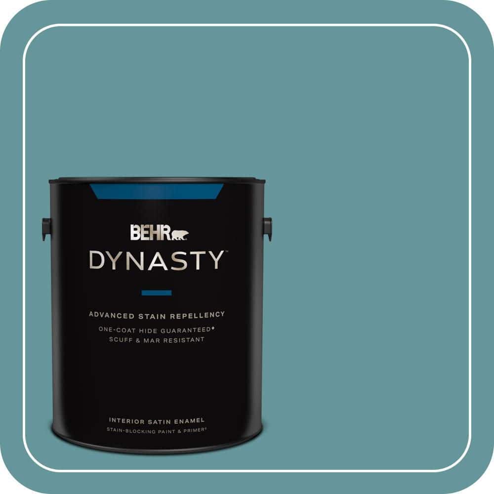 1 gal. #MQ6-33 Vintage Teal One-Coat Hide Satin Enamel Interior Stain-Blocking Paint & Primer price history on PriceWatchPro