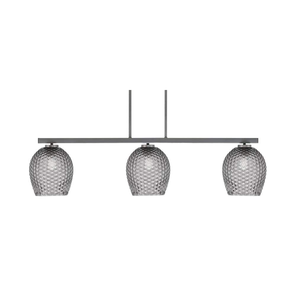 Cottonwood 3-Light Graphite Billiard Light with Smoke Textured Glass Shade