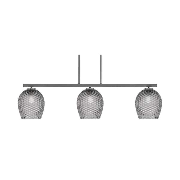 Cottonwood 3-Light Graphite Billiard Light with Smoke Textured Glass Shade