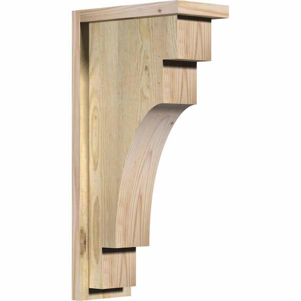 Ekena Millwork 6 in. x 12 in. x 24 in. Douglas Fir Mediterranean Rough Sawn Corbel with Backplate