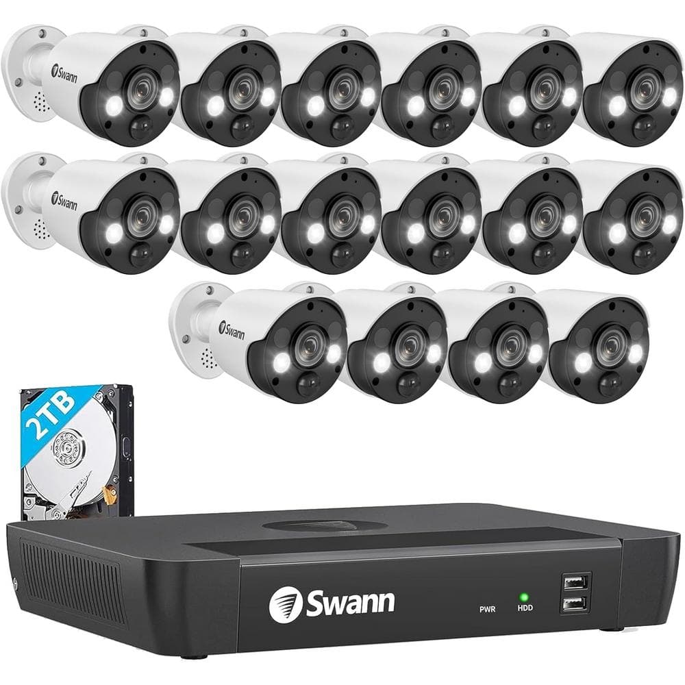 Swann 16Channel 4K UHD 2TB Pro Series PoE Cat5 NVR 16 Security Camera